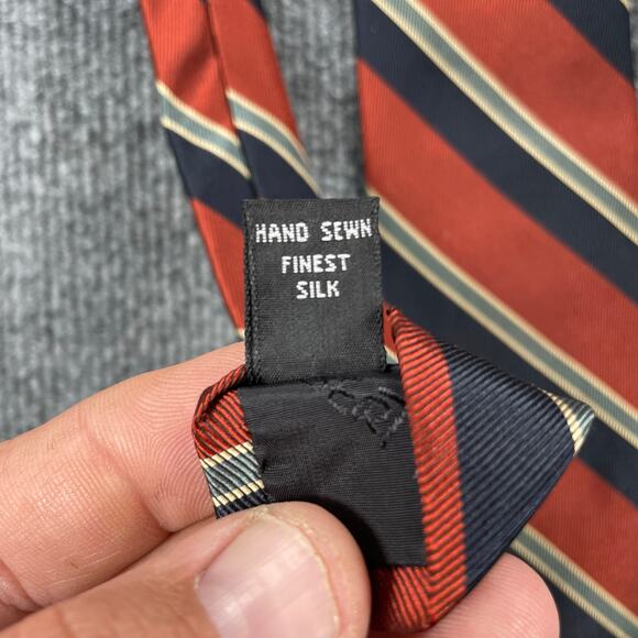 Robert Talbott REPP Tie 3" X 56 3/4" Red/Black/Gray Striped Hand Sewn Silk - Picture 7 of 10